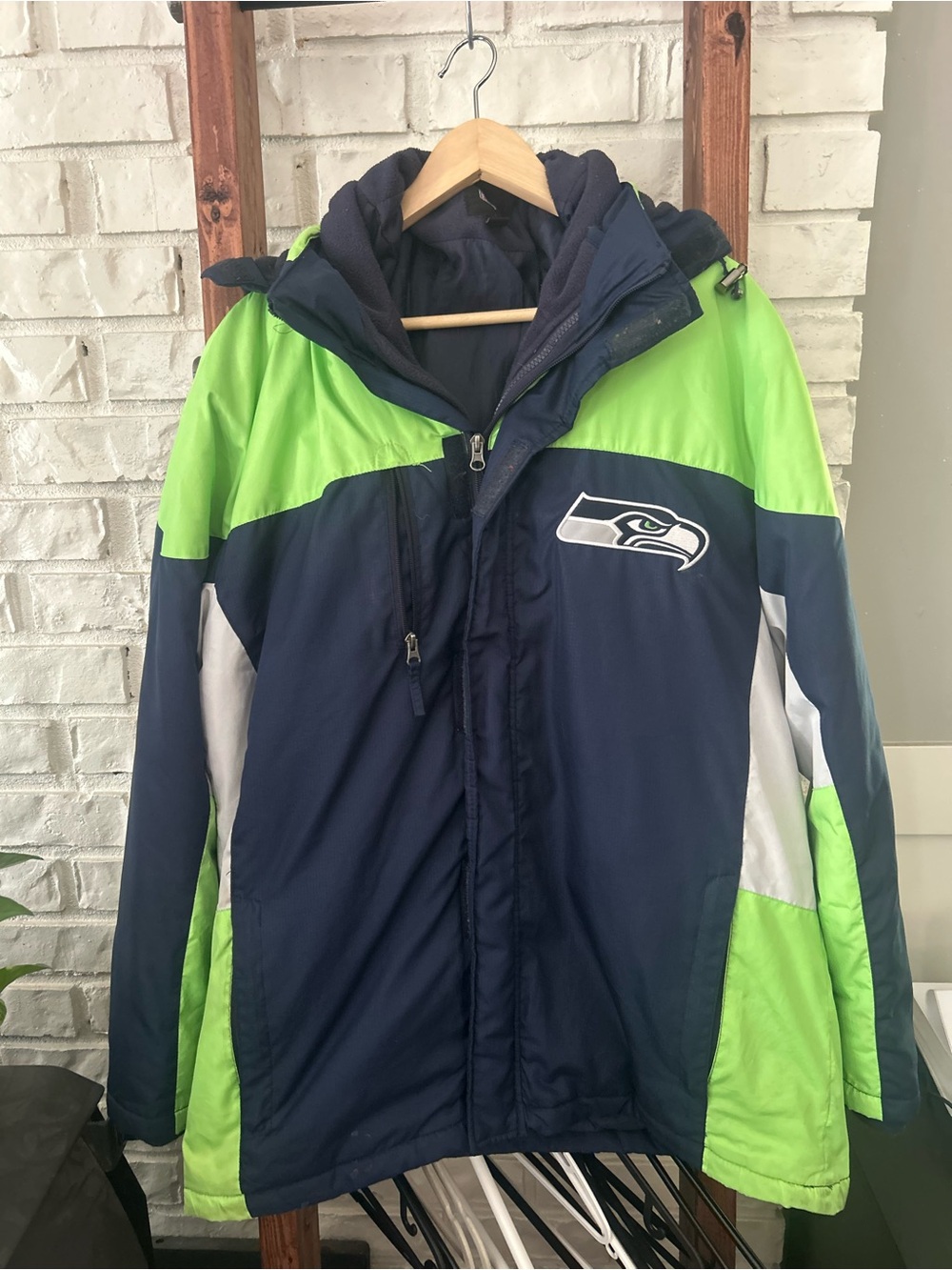 Seattle Seahawks 3-1 Jacket Mens Large Blue Green NFL Football Field Sports M